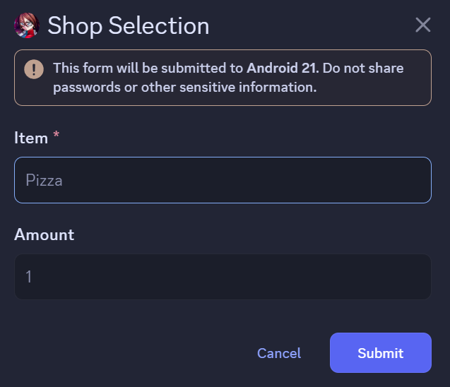 Game command: zeni form