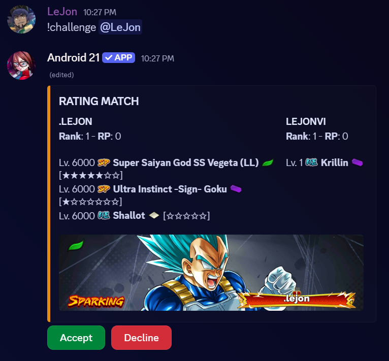 Game command: challenge player